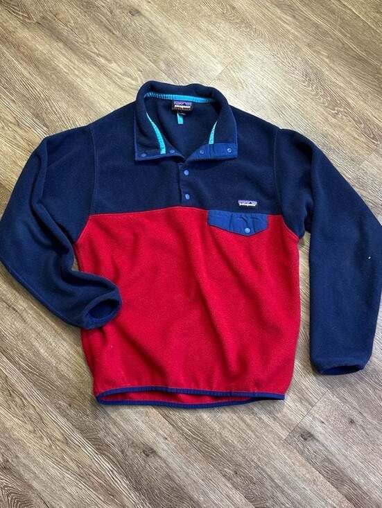 Patagonia Other - Patagonia Men's Synchilla Snap-T Fleece Pullover Red and Navy Colorblock